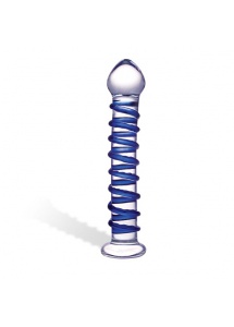 SexShop - Dildo szklane - Glas Blue Spiral Glass Dildo - online