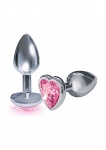 Anodowany korek ze stali nierdzewnej - z biżuterią Pink - IC2609-2 - Bejeweled Heart Stainless Steel Plug - Pink
