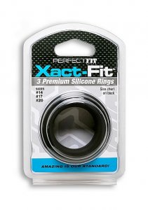 Zestaw 3 silikonowych pierścieni na penisa Xact-Fit Kit S-M-L (Zestaw mieszany) - CR-90B
