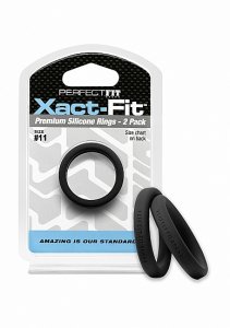 Zestaw Pierścieni na penisa Xact-Fit Cockring 2-pak w rozmiarze # 11 - czarny CR-74B - Xact-Fit #11 2-Pack - black