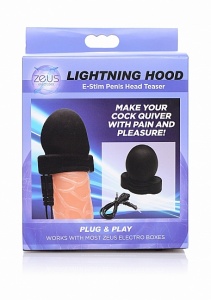 Nakładka na główkę penisa z E-stymulacją  - Czarna AG139 - Lightning Hood E-stim Penis Head Teaser - Black
