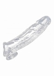 Nakładka na penisa uciskająca jądra - Realistic Clear Penis Enhancer and Ball Stretcher - Transparent
