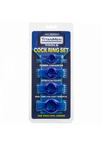 Zestaw Pierścieni na penisa 4szt. niebieskie - 3503-06-CD - Cockring Set - Blue