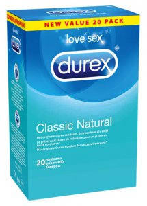 Sexshop - Durex Classic Natural Condoms 20 szt  - Prezerwatywy klasyczne - online
