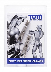 Zaciski do sutków ze stali medycznej - Tom of Finland Bros Pin Stainless Steel Nipple Clamps - TF2603