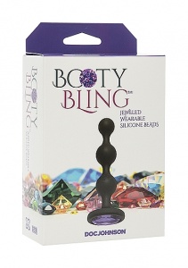 Koraliki Analne z Diamentem - Fioletowe - 7017-09-BX - Booty Bling - Wearable Silicone Beads - Purple