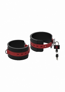 KAJDANKI NA KOSTKI Z PIERŚCIENIAMI Czarno/czerwone 2404-46-BU - Silicone Ankle Cuffs