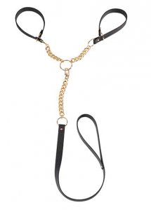 Sexshop - Maze T-Restraints  Czarny - Kajdanki ze smyczą Bijoux Indiscrets - online