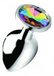 Korek analny Tęczowy pryzmat - Rainbow Prism Gem Anal Plug - Średni - Srebrny AG375-MEDIUM