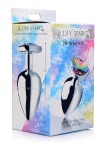Korek Analny w kształcie serca - Tęczowy pryzmat - Rainbow Prism Heart Anal Plug - Duży - Srebrny AG374-LARGE