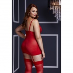 SexShop - Koszulka z paskami do pończoch - Baci Leopard Basque & Garter Stays No Panty  Czerwony - online