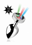Metalowy korek analny LED 3 kolory - AG173-SMALL - Light Up - Small Anal Plug