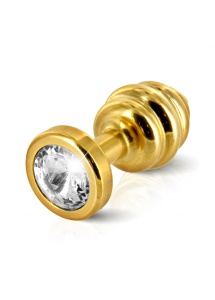 SexShop - Prążkowany ozdobny plug analny - Diogol Ano Butt Plug Ribbed  Gold Plated 25mm Złoty - online