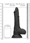 Realrock Dildo 10" jądra realistyczne 25cm - Realistic Dildo With Balls - 25 cm - Black