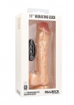 Realrock Dildo 11" wibrujące Z JĄDRAMI - Vibrating Realistic Cock - 11" - With Scrotum - Skin