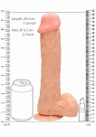 Realrock Dildo 11" wibrujące Z JĄDRAMI - Vibrating Realistic Cock - 11" - With Scrotum - Skin