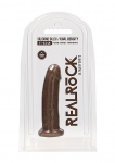 Realrock Dildo 15,5CM przyssawka bez jąder REAL - Silicone Dildo Without Balls - Brown - 15,3 cm