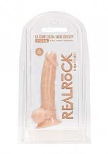 Realrock Dildo 17,8CM przyssawka JĄDRA - Silicone Dildo With Balls - Flesh - 17,8 cm
