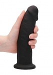 Realrock Dildo 19,2CM przyssawka bez jąder REAL - Silicone Dildo Without Balls - Black - 19,2 cm