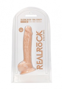Realrock Dildo 22,8CM przyssawka JĄDRA - Silicone Dildo With Balls - Flesh - 22,8 cm
