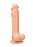 Realrock Dildo 22,8CM przyssawka JĄDRA - Silicone Dildo With Balls - Flesh - 22,8 cm