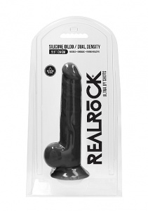 Realrock Dildo 24CM przyssawka JĄDRA - Silicone Dildo With Balls - Black - 24 cm