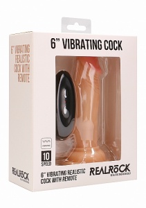 Realrock Dildo 6" wibrujące PRZYSSAWKA - Vibrating Realistic Cock - 6" - Skin