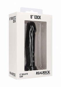 Realrock Dildo 8" przyssawka realistyczne - Realistic Cock - 8" - Black