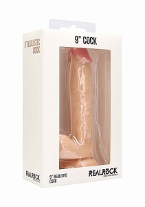 Realrock Dildo 9" jądra przyssawka real - Realistic Cock - 9" - With Scrotum - Skin