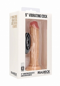 Realrock Dildo 9" wibrujące PRZYSSAWKA real - Vibrating Realistic Cock - 9" - Skin