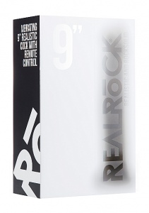 Realrock Dildo 9" wibrujące PRZYSSAWKA jądra - Vibrating Realistic Cock - 9" - With Scrotum - Black