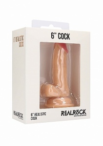 Realrock Dildo z jądrami 6" Mały wariat  - Realistic Cock - 6" - With Scrotum - Skin