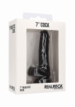 Realrock Dildo z jądrami 7" przyssawka - Realistic Cock - 7" - With Scrotum - Black