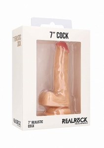 Realrock Dildo z jądrami 7" przyssawka - Realistic Cock - 7" - With Scrotum - Skin
