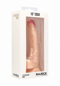 Realrock Realistyczne dildo z jądrami 10" - Realistic Cock - 10" - With Scrotum - Skin