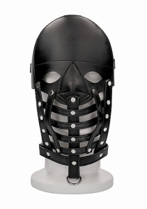 SKÓRZANA półotwarta MASKA bdsm - Leather Male Mask - Black