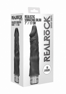 WIBRATOR realistyczny TPE REALROCK 17CM baterie - Realrock 7-17 cm Vibrating Dildo - Black