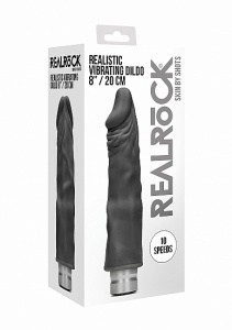 WIBRATOR realistyczny TPE REALROCK 20CM baterie - Realrock 8-20 cm Vibrating Dildo - Black