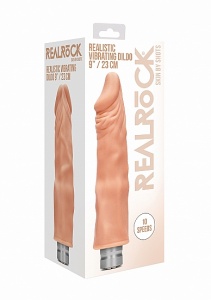 WIBRATOR realistyczny TPE REALROCK 23CM baterie - Realrock 9-23 cm Vibrating Dildo - Flesh