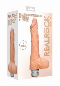 WIBRATOR realistyczny Z JĄDRAMI tpe REALROCK 20CM - Realrock 8-20 cm Vibrating Dildo With Balls - Flesh