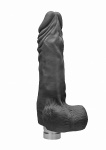 WIBRATOR realistyczny Z JĄDRAMI tpe REALROCK 23CM - Realrock 9-23 cm Vibrating Dildo With Balls - Black