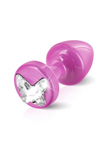 SexShop - Zdobiony plug analny - Diogol Anni R Butt Plug Butterfly Pink 25 mm Motyl Różowy - online