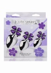 Zestaw 3 korków analnych koniczyny - Violet Flower Gem Anal Plug Set - Silver - AG205