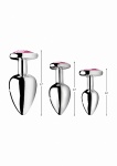 Zestaw korków analnych Różowe serduszka - Pink Heart Gem Anal Plug Set - srebrny AG191
